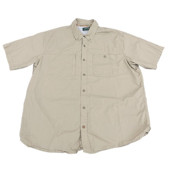 Orivis Men's Hiking Fishing Outdoor Brown Button Up SS Shirt, Size XL - Picture 1 of 7